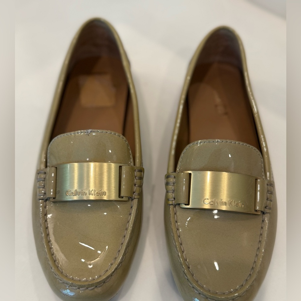 Calvin Klein Women's Beige Patent Loafers - Picture 2 of 9
